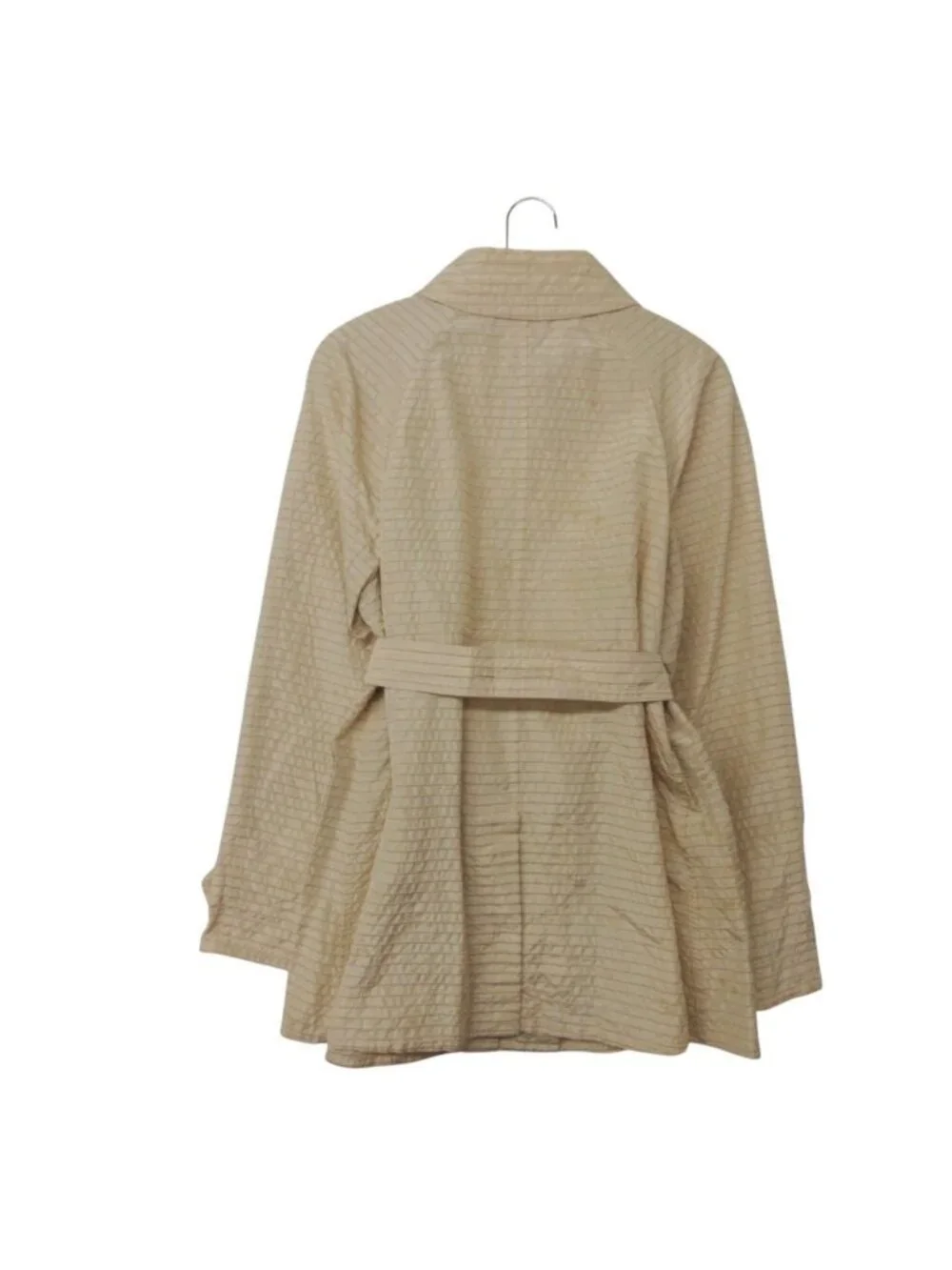 Chanel Soutien Collar Coat 01c Border Pattern Light Outer Beige